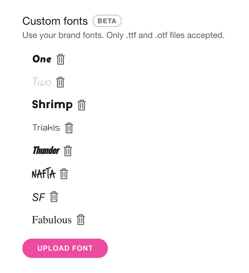 Custom fonts in Account Settings
