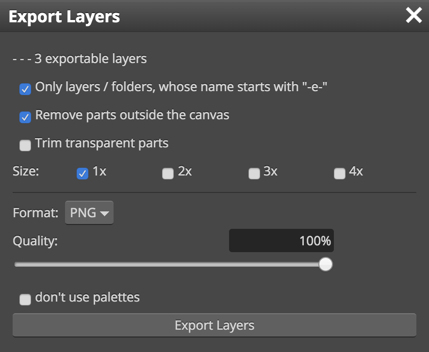 Photopea Export Layers panel