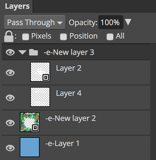 Layers panel in Photopea